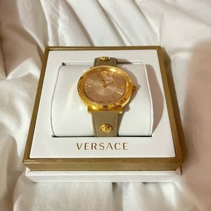 Versace Goldstone stainless steel & Leather strap watch